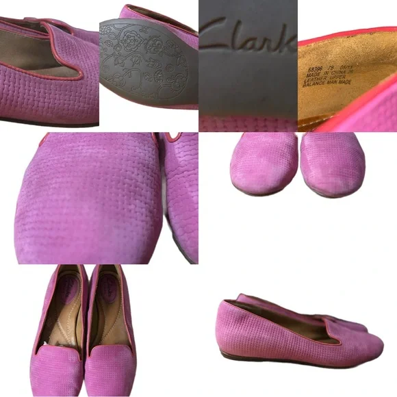 Clarks Artisan Tige De Cuir Loafers Suede Flats Circa 2013 Pink Excellent Size 7 - Picture 1 of 8